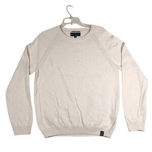 Lucky Brand Mens Welterweight Sweater Cream Size Medium Long Sleeve Knit Cotton